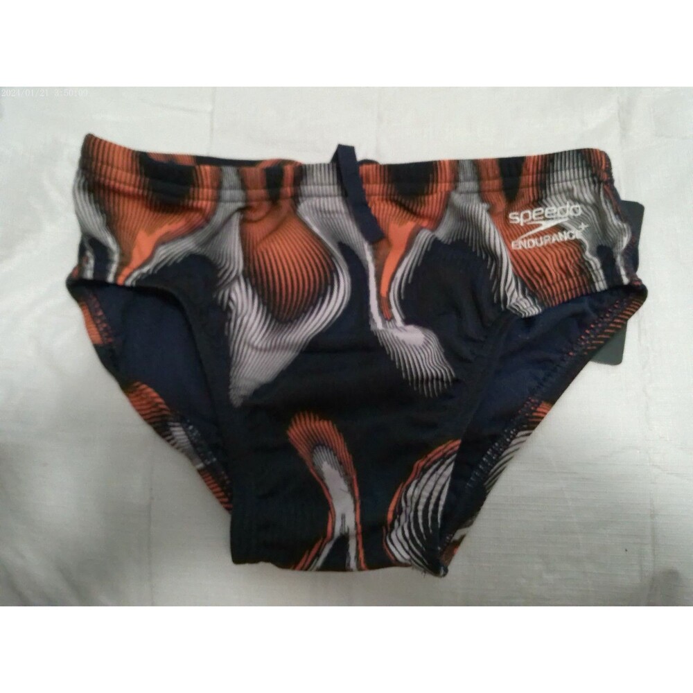Speedo Men's Swim Brief Size 28 Purpose Brief Navy/Orange Endurance+ NIB